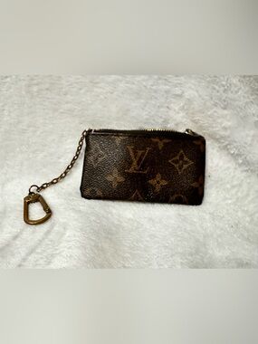 LOUIS VUITTON Monogram Key Pouch Case Coin Purse Brown Vintage